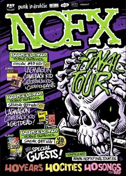Cartel de los conciertos de NOFX en Barcelona