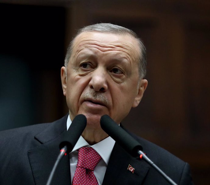 March 15, 2023, Ankara, Türkiye: Recep Tayyip Erdogan, President of Turkey delivers his weekly speech at Turkish Parliamentary in Ankara