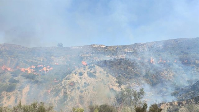 Incendio forestal en el paraje Mirador de Urrá, en Sorbas (Almería)
