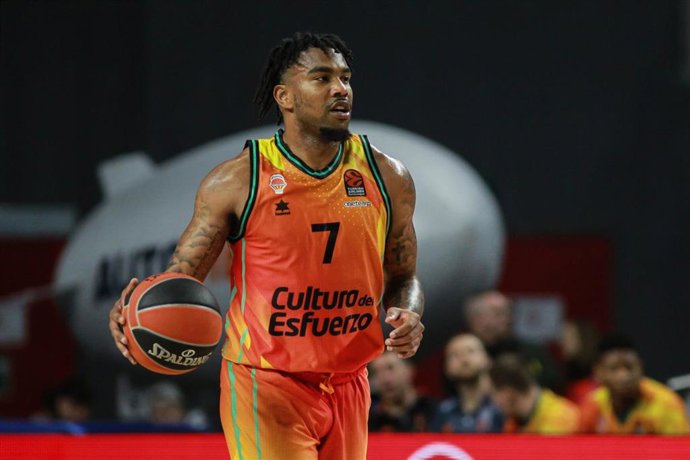 Chris Jones of Valencia Basket in action during Turkish Airlines Euroleague basketball match between Real Madrid and Valencia Basket at Wizink Center on March 09 in Madrid, Spain.