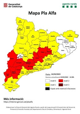 Imagen del mapa de la activación del nivel 2 del Plan Alfa
