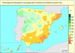 La falta de lluvias acumulada desde octubre hasta el 21 de marzo llega al 14 por ciento.