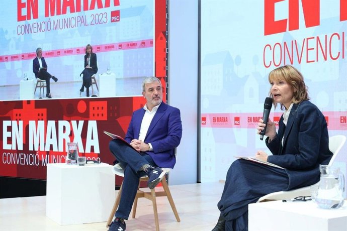 El alcaldable del PSC Jaume Collboni y la alcaldesa de Sant Boi, Llusa Moret.