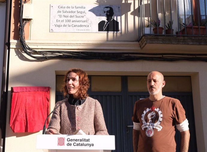 La consellera de Justícia, Derechos y Memoria de la Generalitat, Gemma Ubasart, en un acto de conmemoración del centenario de la muerte de Salvador Seguí.
