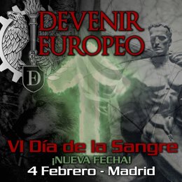 Cartel del acto de Devenir Europeo, asociacion Nacional Socialista