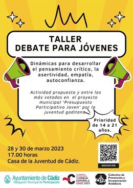 Cartel del taller de debate para jóvenes.