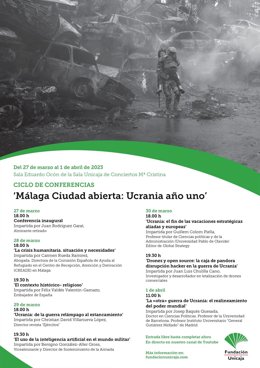 Cartel Conferencias 'Málaga ciudad abierta: Ucrania año uno'