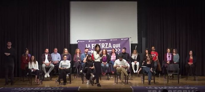 La portaveu de Podem, Isa Serra, durant la seva intervenció aquest dissabte en un acte de la fromació a Sabadell