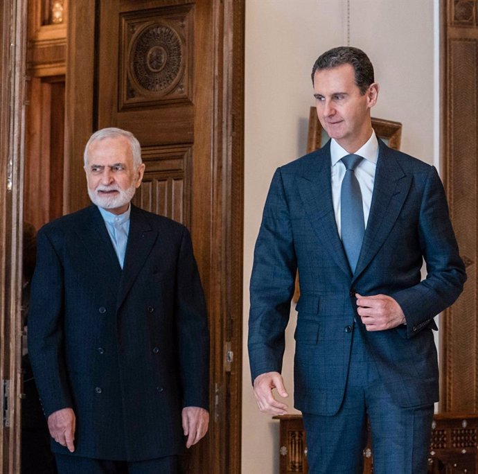 March 21, 2023, Syria, Syria, Syrian Arab Republic: Syrian President Bashar al-Assad receives Kamal Kharrazi, head of the Council of Foreign Relations in Iran, on March 22, 2023 in Damascus