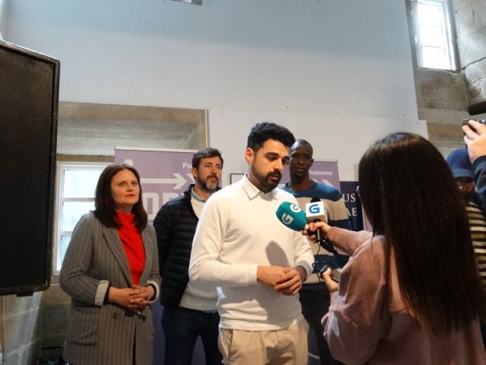El coordinador nacional de Podemos Galicia, Borja San Ramón, en declaraciones a los medios.