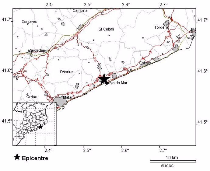 Imatge del terratrmol de magnitud 2,7 al Maresme (Barcelona)