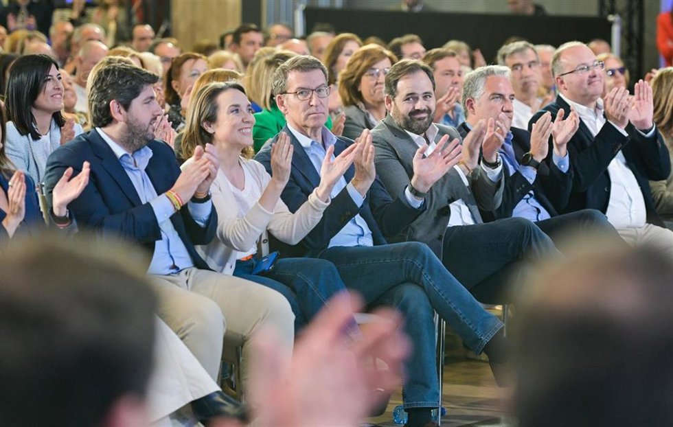 El presidente del Partido Popular de Castilla-La Mancha, Paco Núñez en Guadalajara junto al presidente del Partido Popular, Alberto Núñez Feijóo.