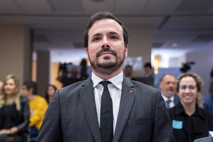 El ministro de Consumo, Alberto Garzón, durante el acto institucional Derechos para crecer sanos y libres, en el Ministerio de Consumo, a 15 de marzo de 2023, en Madrid (España). El acto se celebra por el Día Mundial de los Derechos del Consumidor, un