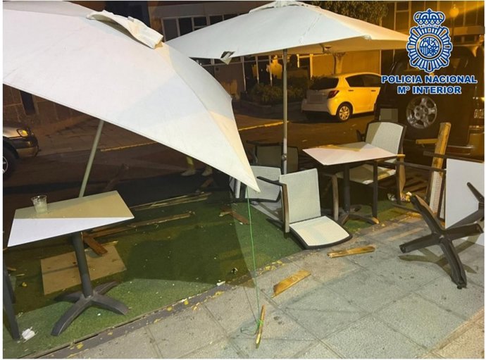 Estado en el que quedó la terraza en Telde (Gran Canaria)