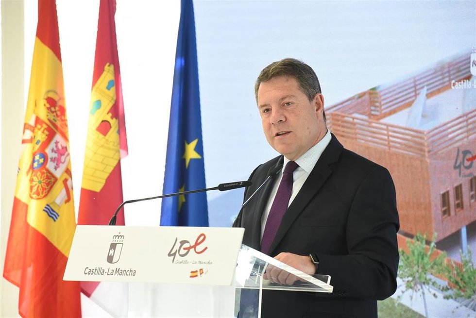 El presidente de C-LM, Emiliano García-Page, en Bargas