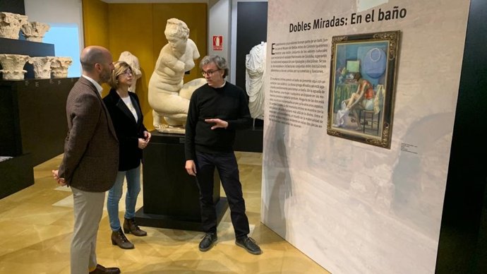 Lucena (izda.) en la inauguración de 'Dobles Miradas' en el Arqueológico .