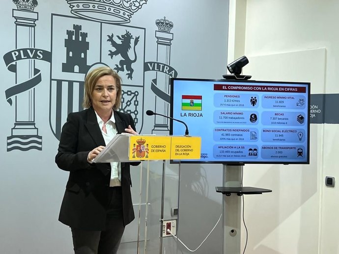 La delegada del Gobierno en La Rioja, Beatriz Arraiz, en comparecencia de prensa