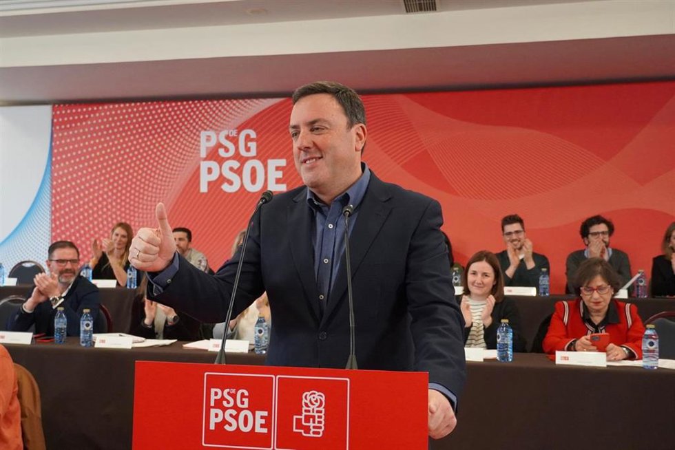 El secretario xeral del PSdeG, Valentín González Formoso, en su intervención en el Comite Nacional.