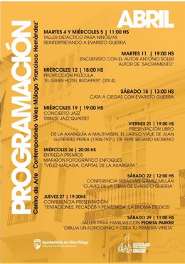 Cartel con la programación de actividades.
