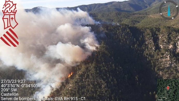 Imatge de l'incendi de Vilanova de la Reina (Castelló)