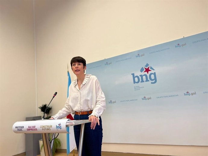 A portavoz nacional do BNG, Ana Pontón, en rolda de prensa este luns