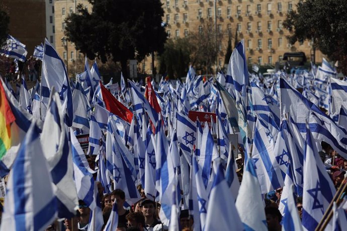 Manifestación en Israel en protesta por la reforma judicial