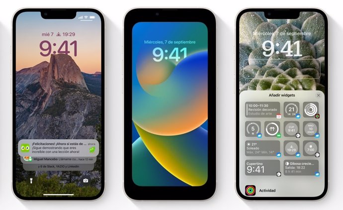 Pantalla de inicio en iOS 16