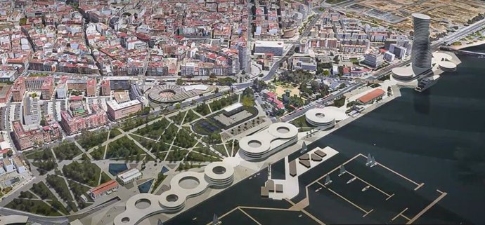 Infografía del proyecto de remodelación del Muelle de Levante de Huelva.