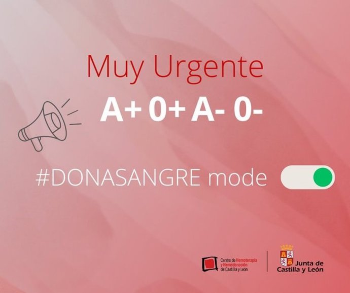 Gráfico elaborado por @donasangreCYL con el llamamiento urgente para donar sangre antes de Semana Santa