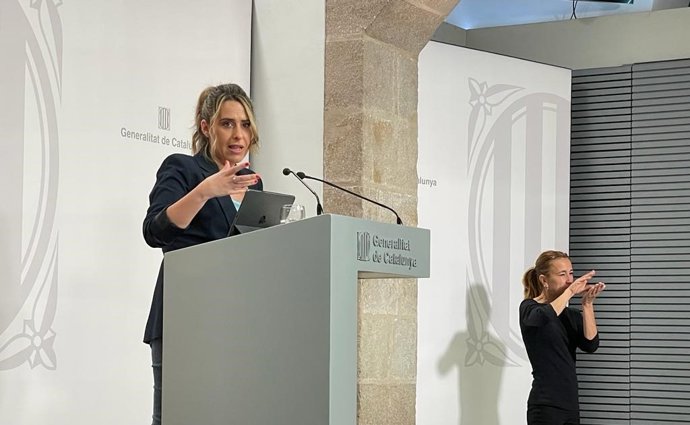 La portavoz del Govern de la Generalitat, Patrícia Plaja, en una rueda de prensa tras el Consell Executiu.
