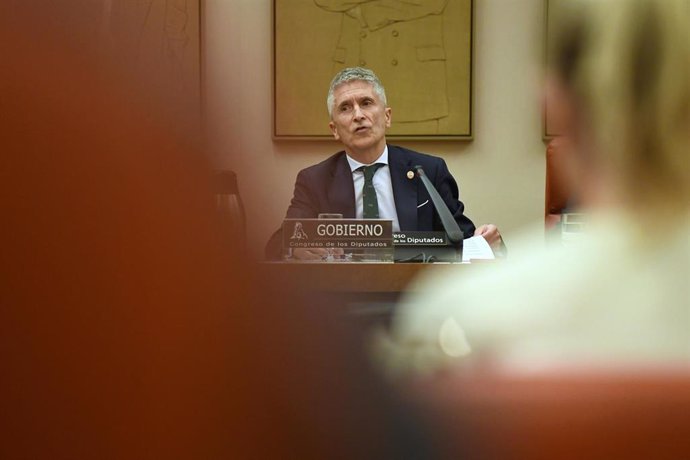 El ministro de Interior, Fernando Grande-Marlaska, durante la Comisión de Interior en el Congreso