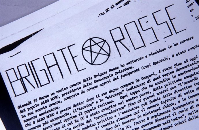 Una de las primeras cartas enviadas por las Brigadas Rojas durante el secuestro del ex primer ministro italiano Aldo Moro.