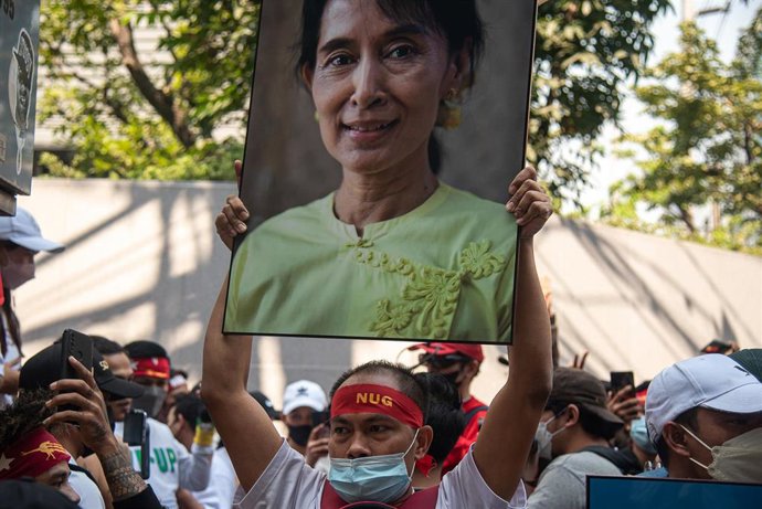 Archivo - Protesta de apoyo a la dirigente birmana Aung San Suu Kyi en Tailandia