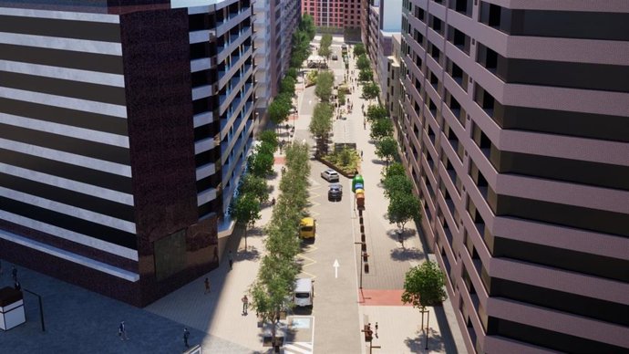 Simulación de cómo quedaría la calle San Antón con la remodelación propuesta en el anteproyecto presentado por el Ayuntamiento de Logroño.