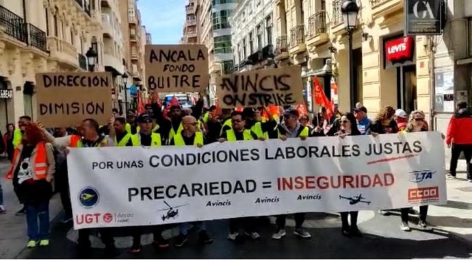 Imagen de una de las protestas, fuera de Galicia, de trabajadores de Avincis