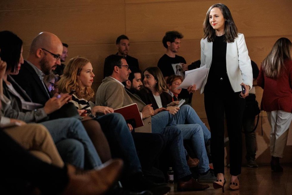 La ministra de Derechos Sociales y Agenda 2030, Ione Belarra, a su llegada a la inauguración del acto de presentación del Plan de Acción de Juventud del Instituto de la Juventud (Injuve), en La Casa Encendida, a 29 de marzo de 2023, en Madrid (España). 