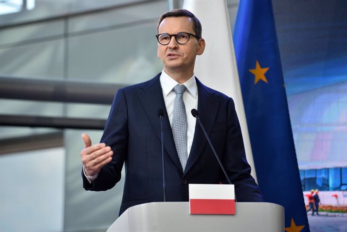 Archivo - June 2, 2022, Warsaw, Warsaw, Poland: 02.06.2022 KONSTANCIN JEZIORNA..PRESIDENT OF THE EUROPEAN COMISSION DURING VISIT IN POLAND....PRESS CONFERENCE WITH POLAND'S PRESIDENT AND PRIME MINISTER..IN THE PICTURE:..MATEUSZ MORAWIECKI..FOT DAMIAN BU
