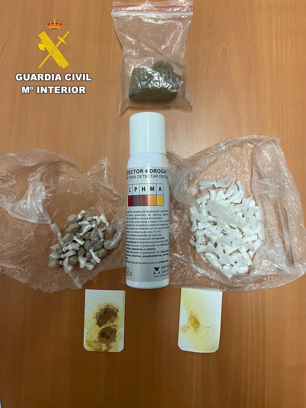 Droga intervenida al detenido en Fuentes de Oñoro (Salamanca).