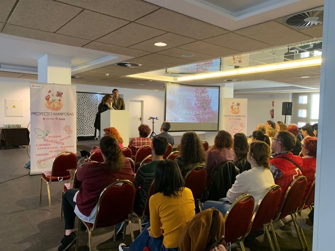 Asistentes a la segunda jornada del ''Proyecto Mariposas' organizada por Cruz Roja y el Área de Igualdad de Diputación de Badajoz.