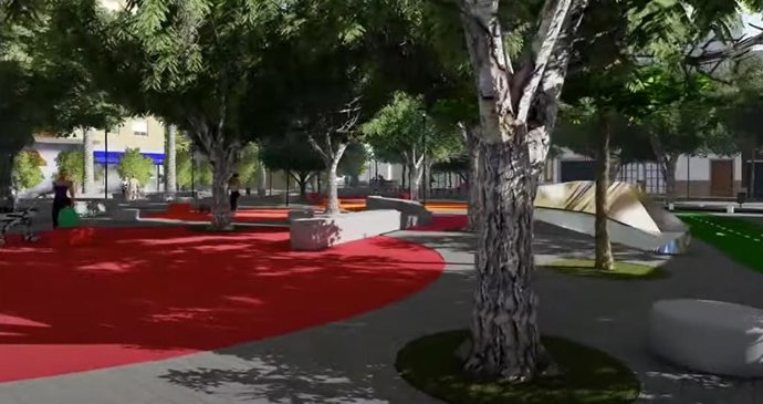 Recreación del proyecto de reurbanización en el entorno de la Cruz Roja.