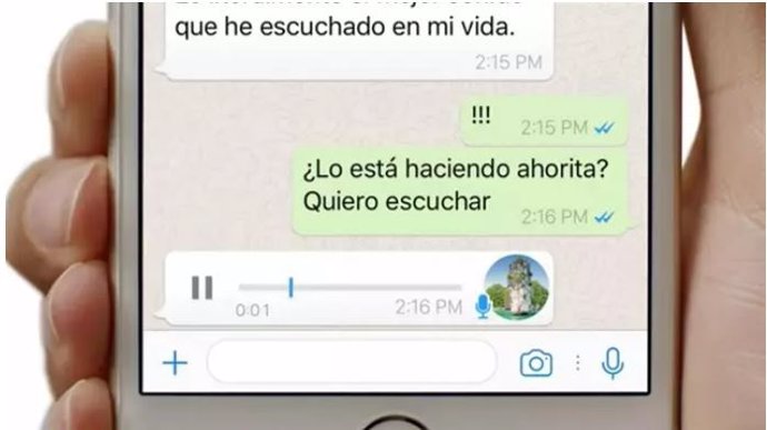 Interfaz nota de audio de WhatsApp