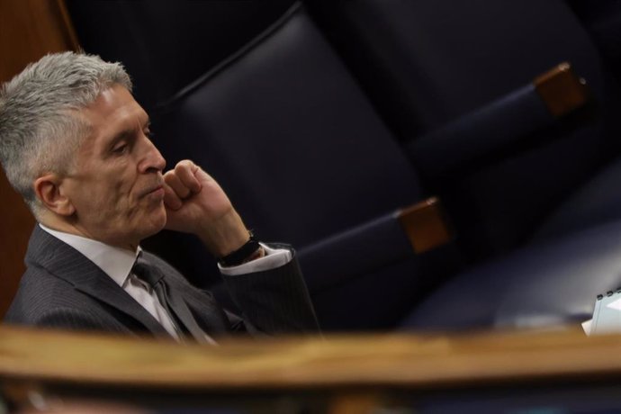 El ministro de Interior, Fernando Grande-Marlaska, durante una sesión plenaria en el Congreso