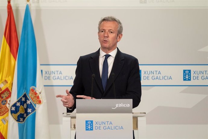 El presidente de la Xunta, Alfonso Rueda, en la comparecencia posterior al Consello.