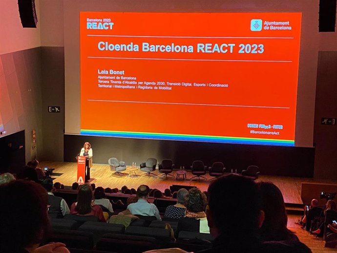 La tercera teniente de alcalde de Barcelona, Laia Bonet, en la clausura este jueves de la tercera edición de las jornadas económicas React.