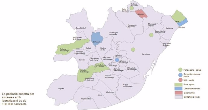 Sistema de recogida de residuos por municipios del AMB.