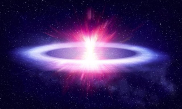 Recreación artística de la explosión cósmica más plana jamás observada