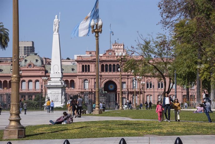 Archivo - October 9, 2021, Cordoba Capital, Cordoba, ARGENTINA: The Casa Rosada is a palace located in front of the Plaza de Mayo that functions as the headquarters of the National Government. It is located at 50 Balcarce Street, in the Monserrat neighb
