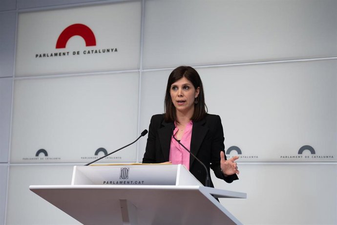 La portavoz parlamentaria de ERC y secretaria general adjunta del partido, Marta Vilalta, comparece en rueda de prensa sobre la condena de Laura Borrs, en el Parlament, a 30 de marzo de 2023, en Barcelona, Cataluña, (España)