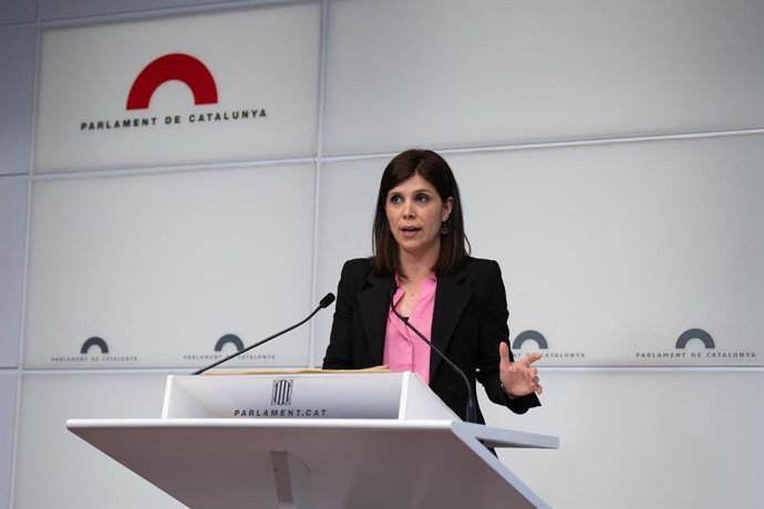 La portavoz parlamentaria de ERC y secretaria general adjunta del partido, Marta Vilalta, comparece en rueda de prensa sobre la condena de Laura Borrs, en el Parlament, a 30 de marzo de 2023, en Barcelona, Cataluña, (España). La presidenta de Junts, La