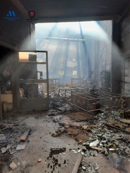 Nave industrial de Gaucín calcinada por un incendio